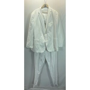 Murano White Linen Suit Mens 2XB Baird McNutt 38x32 Drawsting Linen Pants Resort